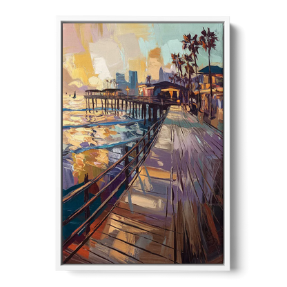 San Diego Boardwalk Scenes - White Frame Canvas