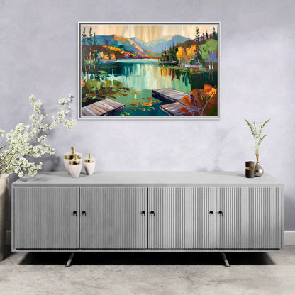 Lake Placid Mirror Lake View - Living Room White Frame Canvas