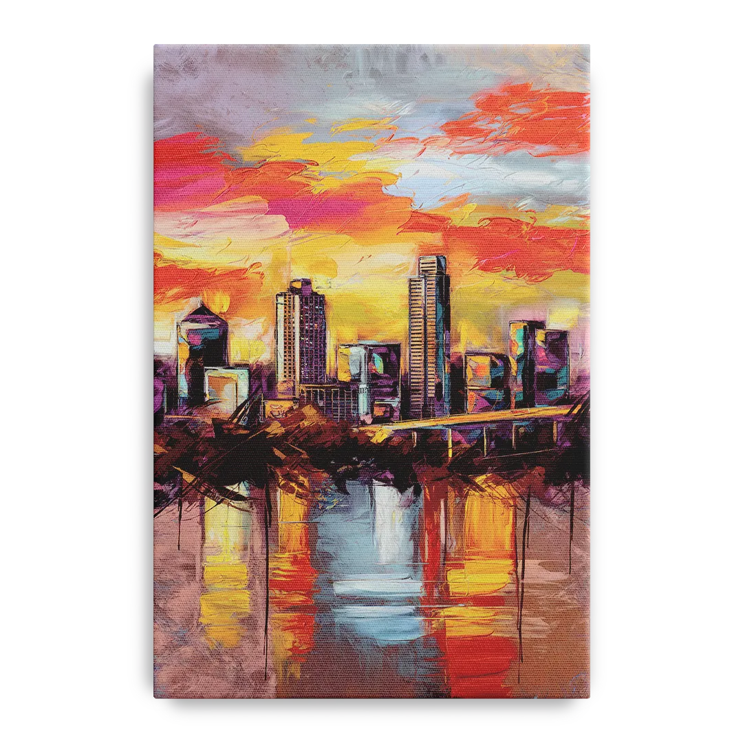Austin Sunset Over Skyline - Canvas Wall Art