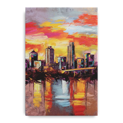 Austin Sunset Over Skyline - Canvas Wall Art