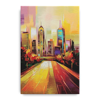 Atlanta Skyline and Peachtree Street - Canvas Wall Art