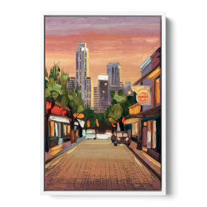 Austin South Congress Aesthetic - White Frame Canvas