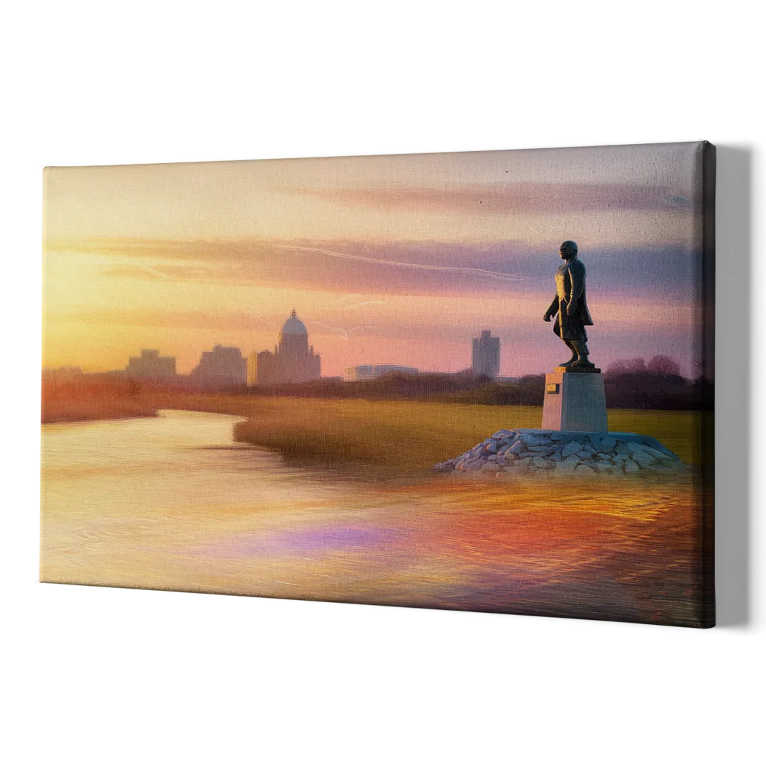 Wichita Skyline Sunset - Canvas Print Art Sides