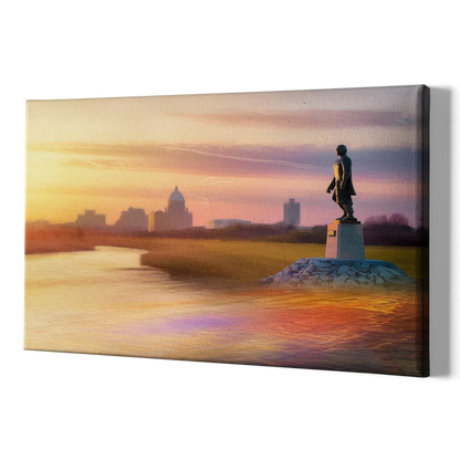 Wichita Skyline Sunset - Canvas Print Art Sides