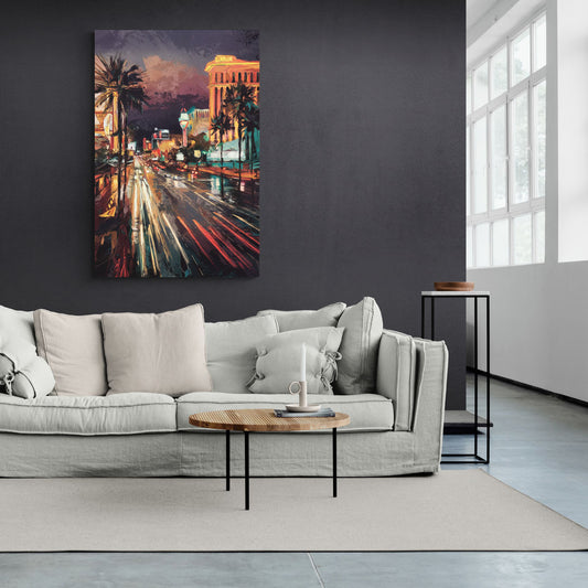 Las Vegas Strip Lights - Canvas Wall Art Living Room