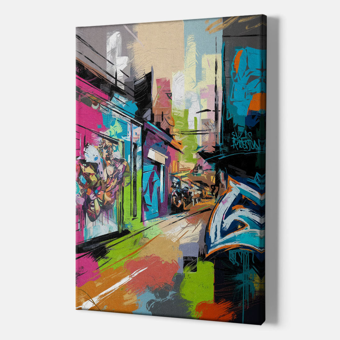 Houston Graffiti Streets - Canvas Wall Art Indoor