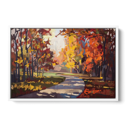 Fort Wayne Autumn Colors - White Frame Canvas
