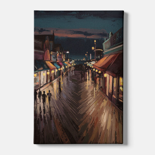 Jersey City Boardwalk Scene - Canvas Wall Art