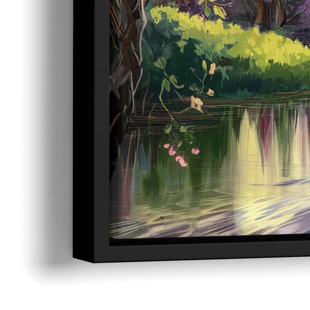 New Hope Scenic River Views - Close-Up Black Frame Canvas