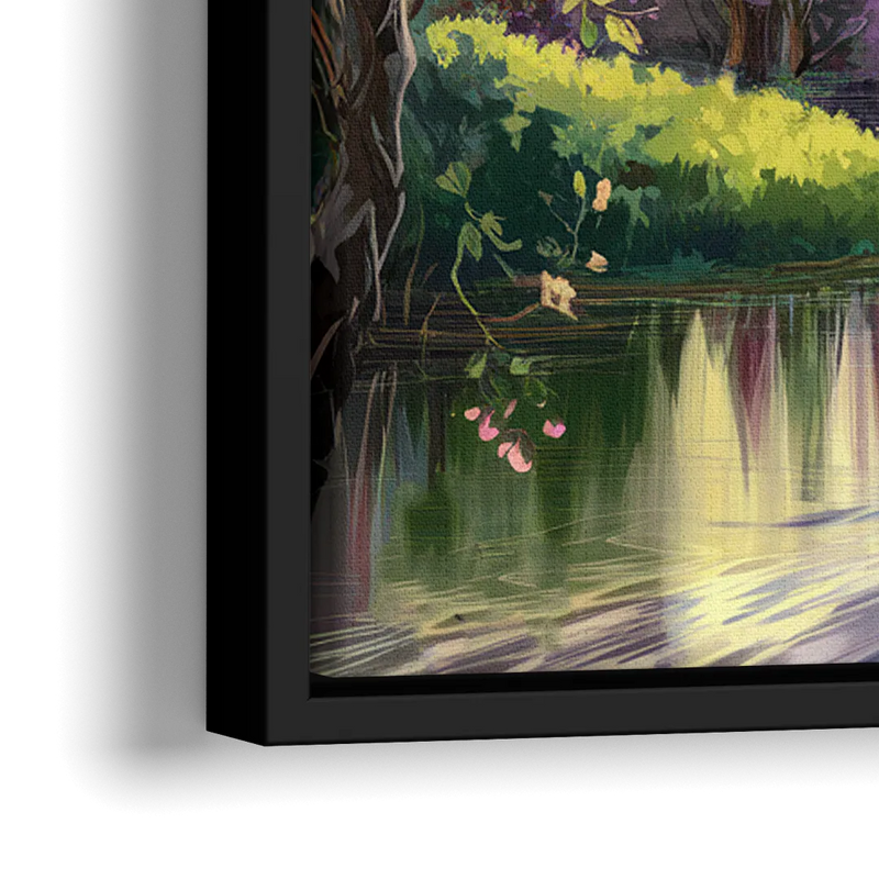 New Hope Scenic River Views - Close-Up Black Frame Canvas