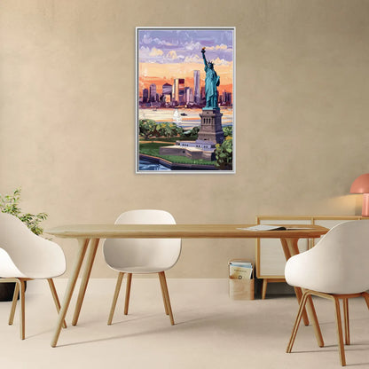 Jersey City Liberty State Park - Living Room White Frame Canvas