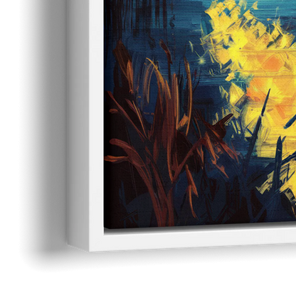 Charlotte Nighttime Glow - Close-Up White Frame Canvas