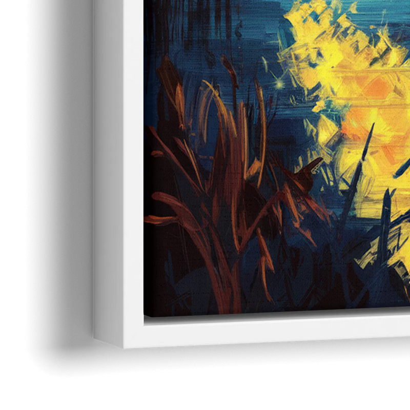 Charlotte Nighttime Glow - Close-Up White Frame Canvas