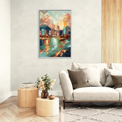 Boise Urban Elegance - Living Room White Frame Canvas