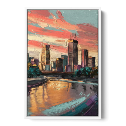 Grand Rapids Downtown Skyline - White Frame Canvas