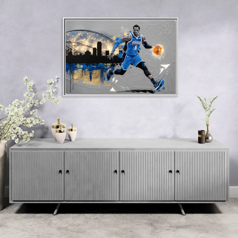 Orlando Magic Basketball Theme - Living Room White Frame Canvas