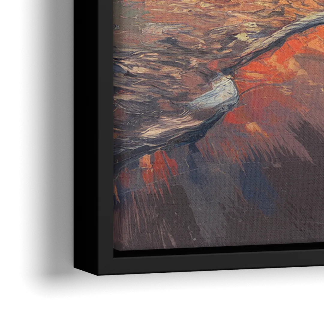 Huntington Beach Pier Sunset - Close-Up Black Frame Canvas