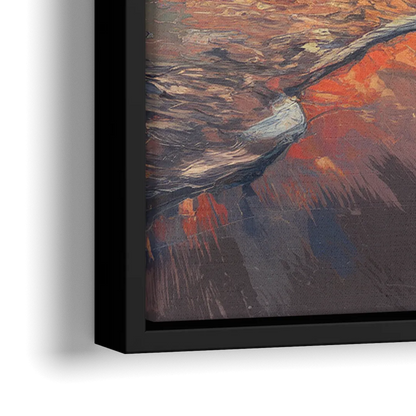 Huntington Beach Pier Sunset - Close-Up Black Frame Canvas