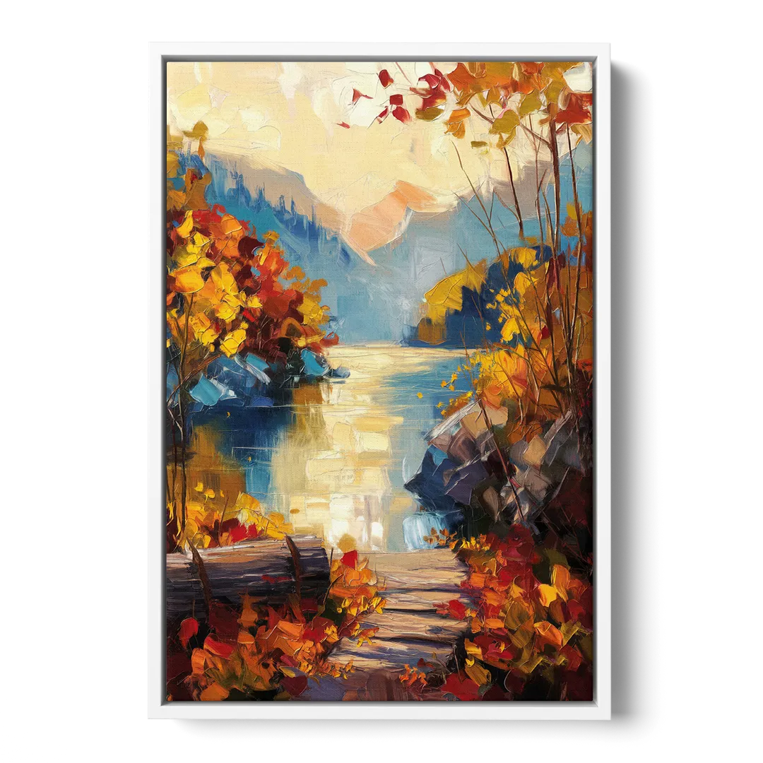 Bar Harbor Fall Foliage Views - White Frame Canvas