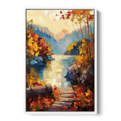 Bar Harbor Fall Foliage Views - White Frame Canvas