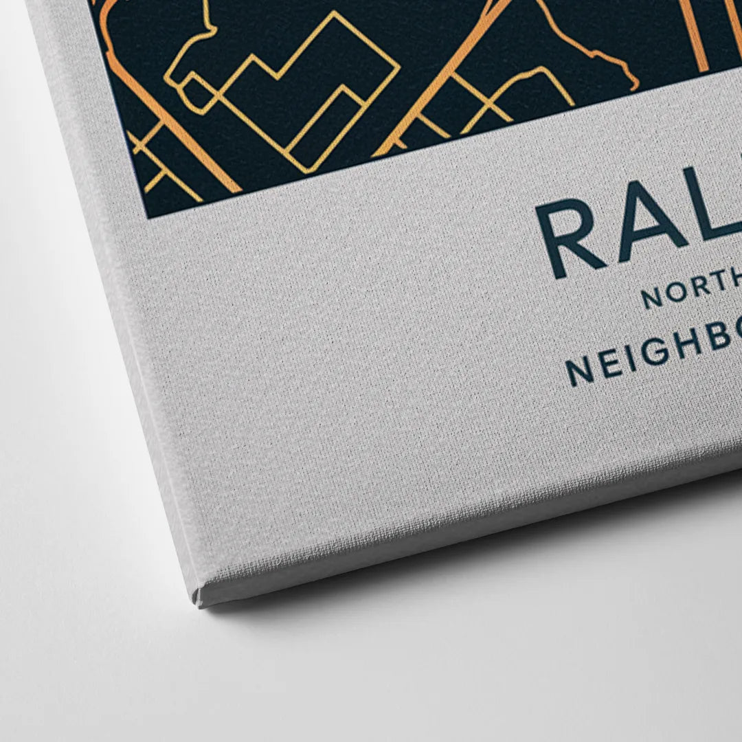 Raleigh Neighborhood Map Canvas Close Up