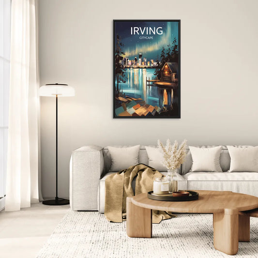 Irving Night Lights - Living Room Black Frame Canvas