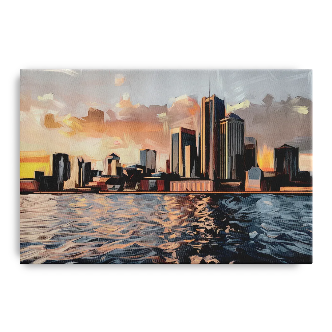 Detroit Cityscape Photography - Canvas Wall Art