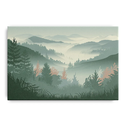 Gatlinburg Misty Mountain Landscape - Canvas Wall Art