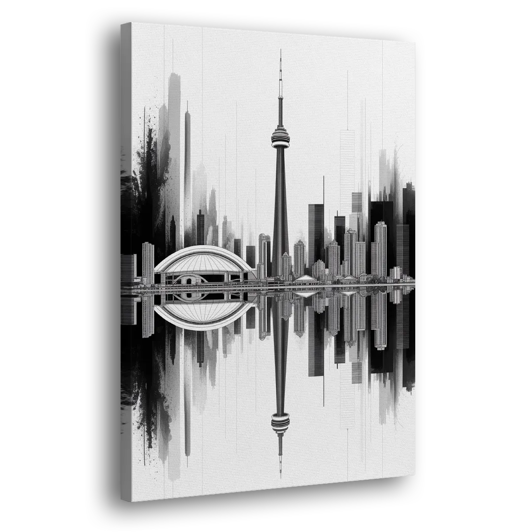 Toronto Skyline Black and White - Canvas Print Art Sides