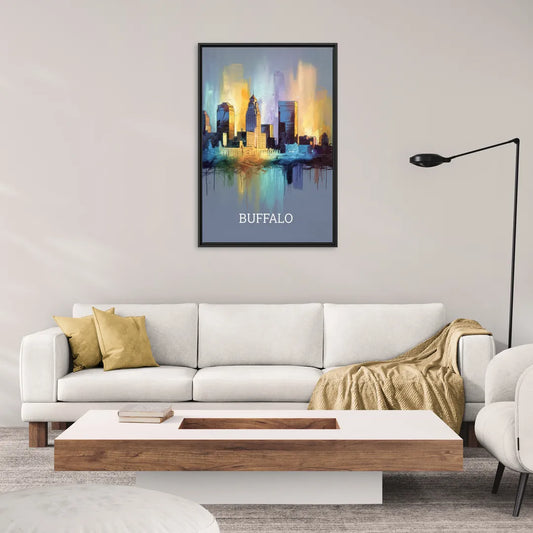 Buffalo Architectural Charm - Living Room Black Frame Canvas
