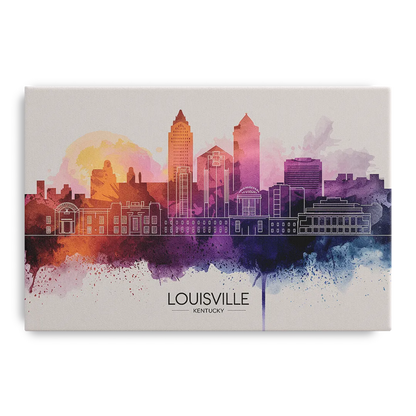 Louisville Sunset Over Skyline - Canvas Wall Art