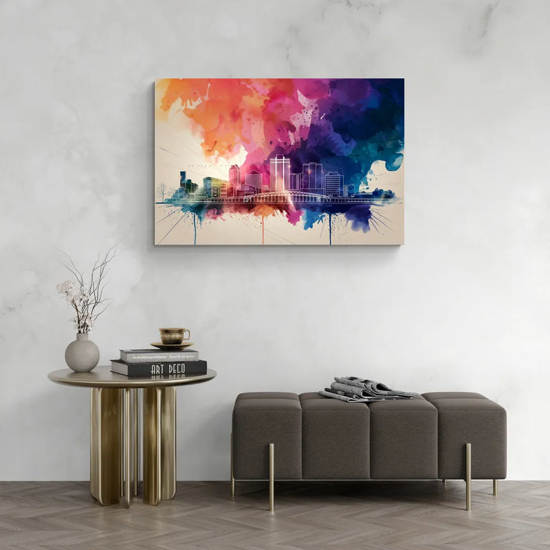 Rochester Skyline At Sunset - Canvas Wall Art Living Room