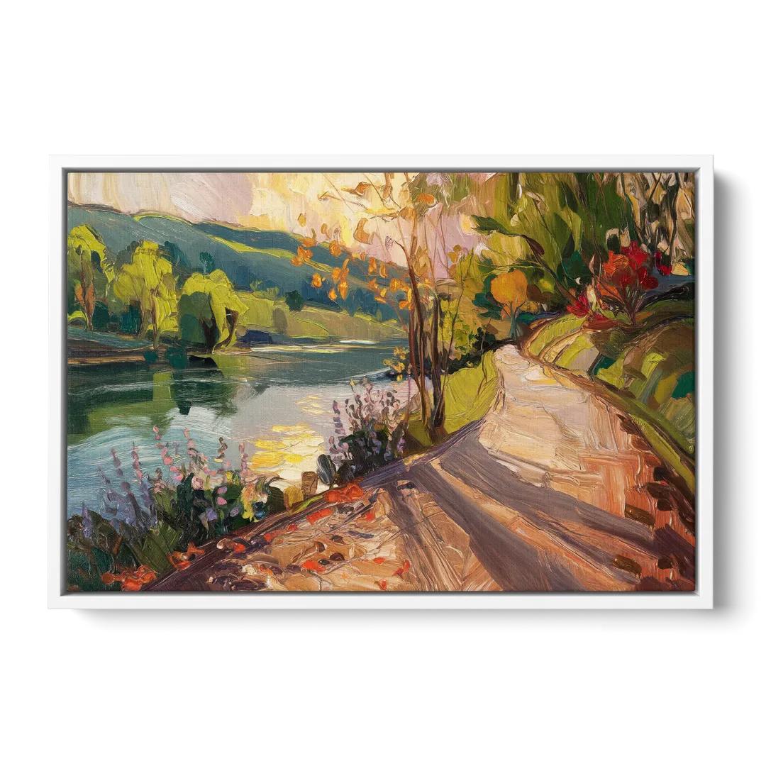 Riverside Nature Trails - White Frame Canvas