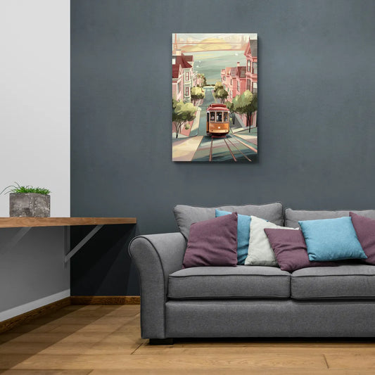 San Francisco Streetcar Charm - Canvas Wall Art Living Room