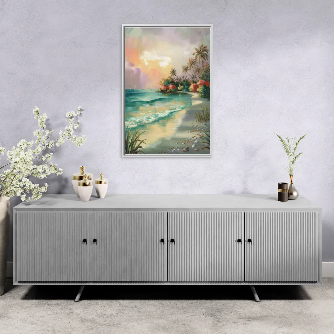 Hilton Head Island Tropical Paradise - Living Room White Frame Canvas