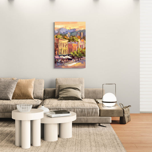 Asheville Downtown Landmarks - Canvas Wall Art Living Room