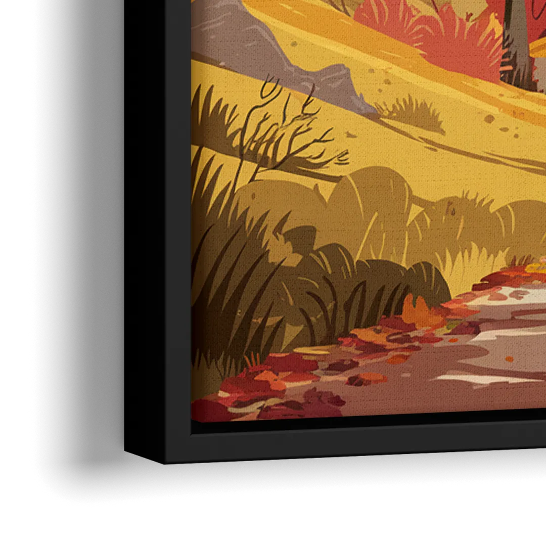 Toledo Autumn Landscape - Close-Up Black Frame Canvas