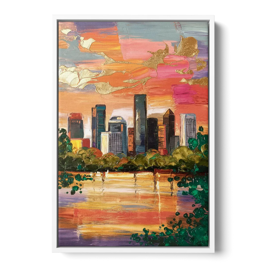 Houston Cultural Essence - White Frame Canvas