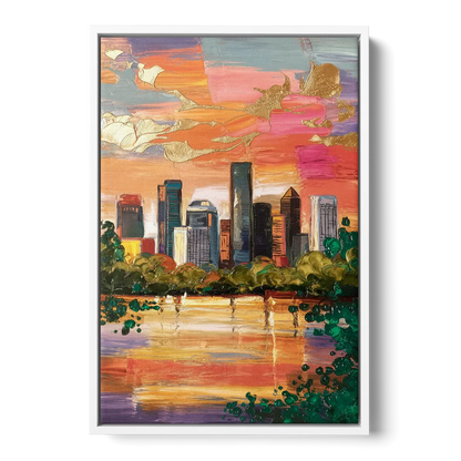 Houston Cultural Essence - White Frame Canvas