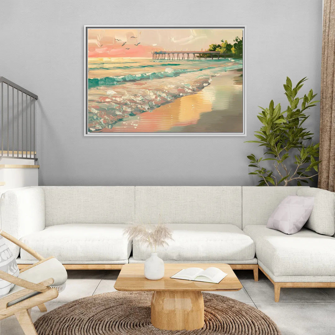 Naples Gulf Shore Serenity - Living Room White Frame Canvas
