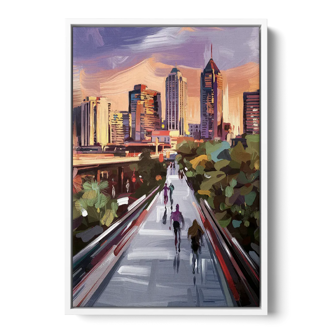 Atlanta Beltline Artwork - White Frame Canvas