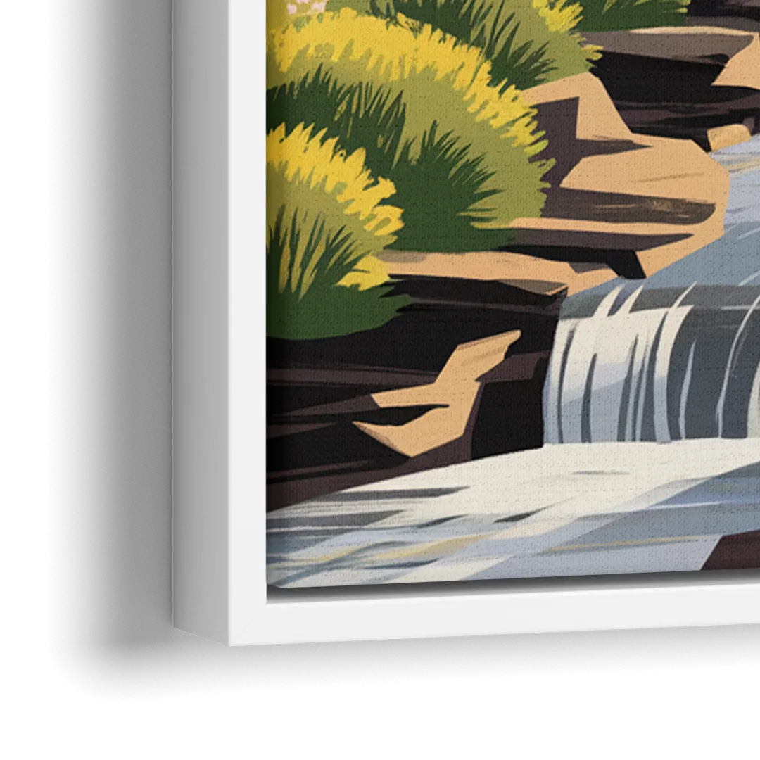 Greenville Scenic Falls Park - Close-Up White Frame Canvas