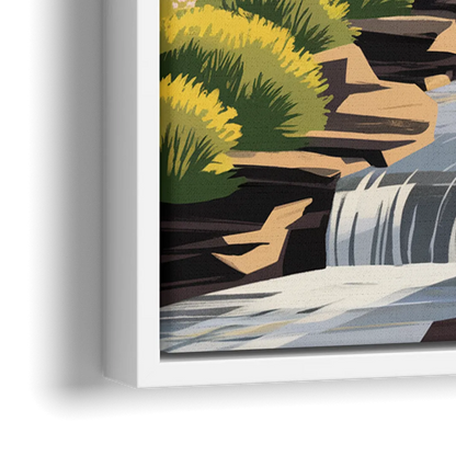 Greenville Scenic Falls Park - Close-Up White Frame Canvas