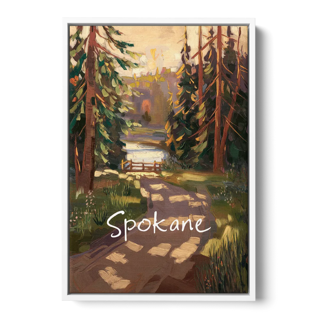 Spokane Nature Trails - White Frame Canvas