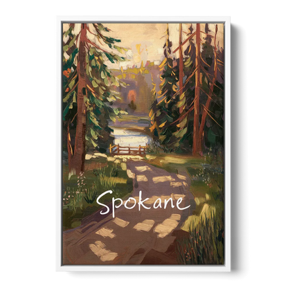 Spokane Nature Trails - White Frame Canvas