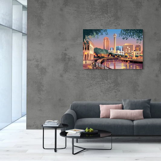 San Antonio Downtown Vibes - Canvas Wall Art Living Room