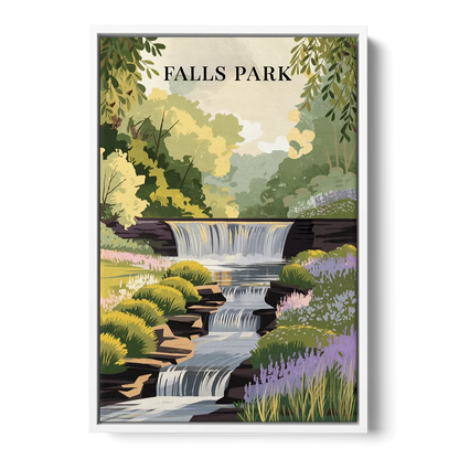 Greenville Scenic Falls Park - White Frame Canvas
