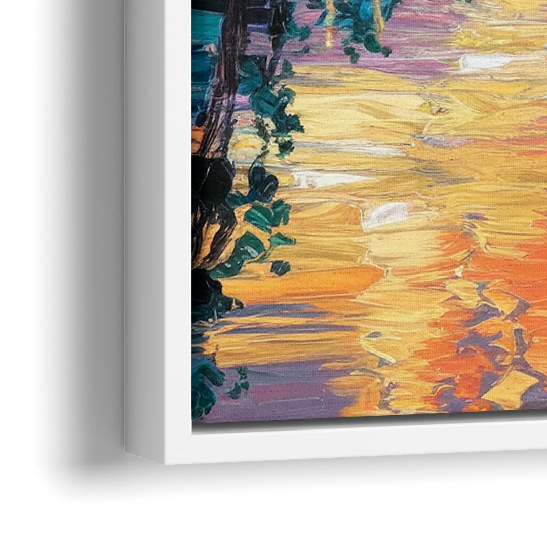 Augusta Sunset Over Skyline - Close-Up White Frame Canvas