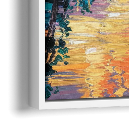 Augusta Sunset Over Skyline - Close-Up White Frame Canvas