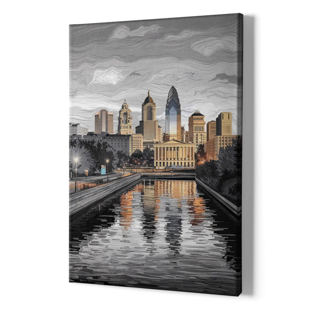 Philadelphia Black and White - Canvas Print Art Sides